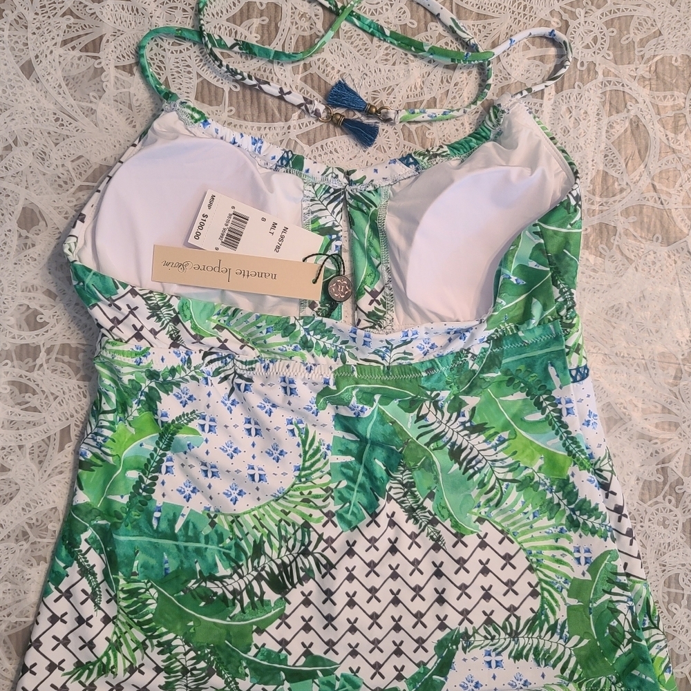 Nanette Lepore Palm Patchwork  Tankini Swim Top Women's Size 8 - Picture 6 of 10